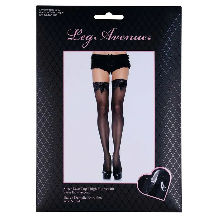 Leg Avenue Bodystockings Playsuits Leg Avenue Sheer ThighHigh Stockings with Satin Bow Black One Size Leg Avenue Bodystockings Playsuits Leg Avenue Sheer ThighHigh Stockings with Satin Bow Black One Size