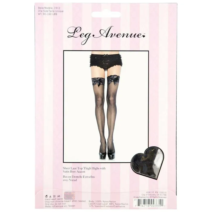 Leg Avenue Bodystockings Playsuits Leg Avenue Sheer ThighHigh Stockings with Satin Bow Black One Size Leg Avenue Bodystockings Playsuits Leg Avenue Sheer ThighHigh Stockings with Satin Bow Black One Size
