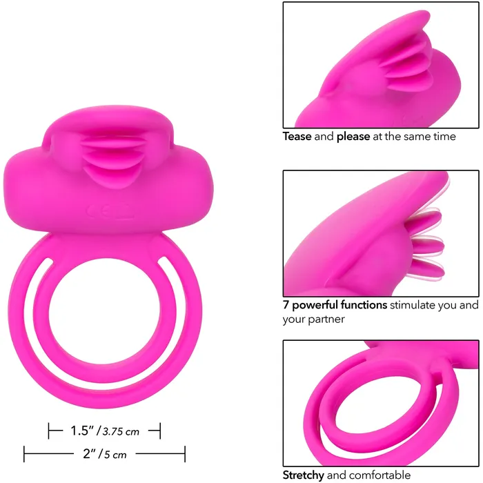 Male Sex Toys CalExotics CalExotics Dual Clit FlickerCock Ring Pink