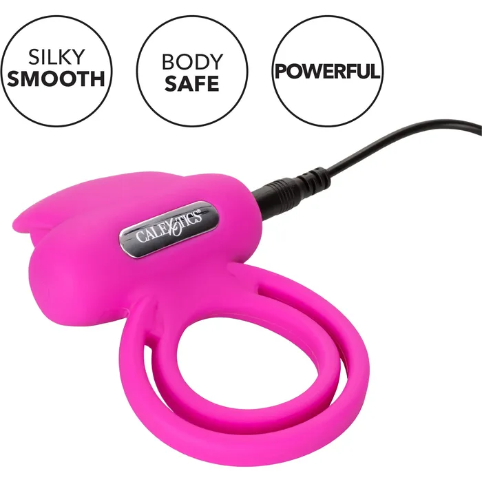 Male Sex Toys CalExotics CalExotics Dual Clit FlickerCock Ring Pink