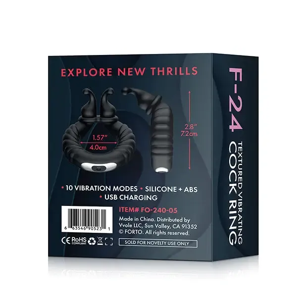 Male Sex Toys Forto Forto F24 Rechargeable Silicone Textured Vibrating Cock Ring Male Sex Toys Forto Forto F24 Rechargeable Silicone Textured Vibrating Cock Ring