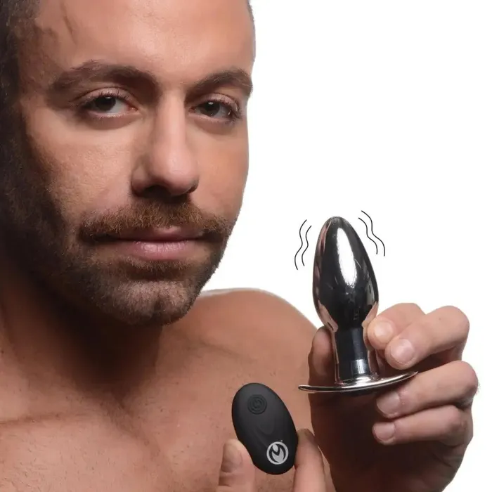 Male Sex Toys Master Series Chrome Blast 7x Rechargeable Butt Plug With Remote Control
