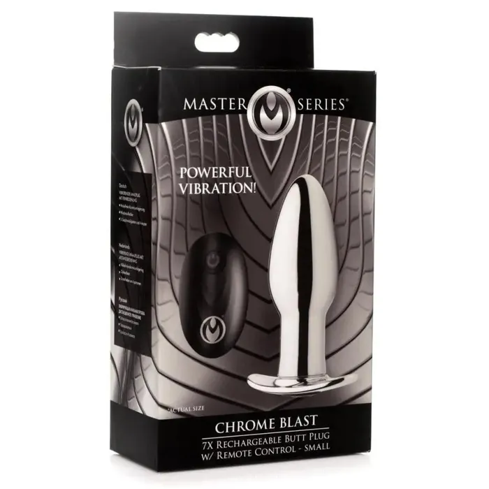 Male Sex Toys Master Series Chrome Blast 7x Rechargeable Butt Plug With Remote Control