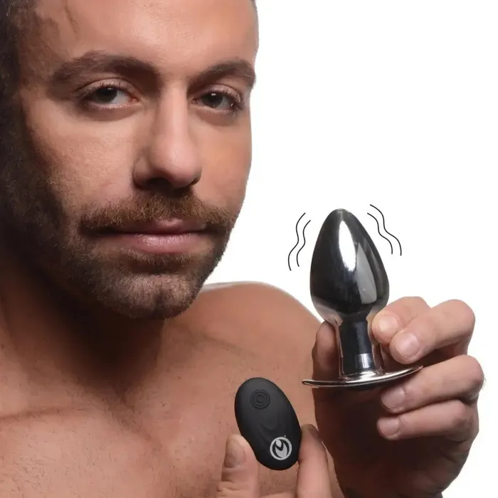 Male Sex Toys Master Series Chrome Blast 7x Rechargeable Butt Plug With Remote Control