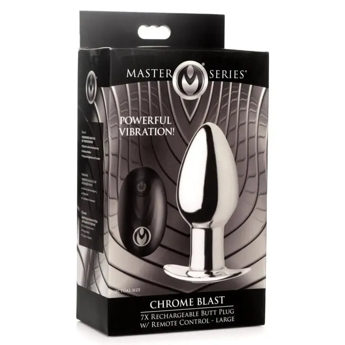 Male Sex Toys Master Series Chrome Blast 7x Rechargeable Butt Plug With Remote Control