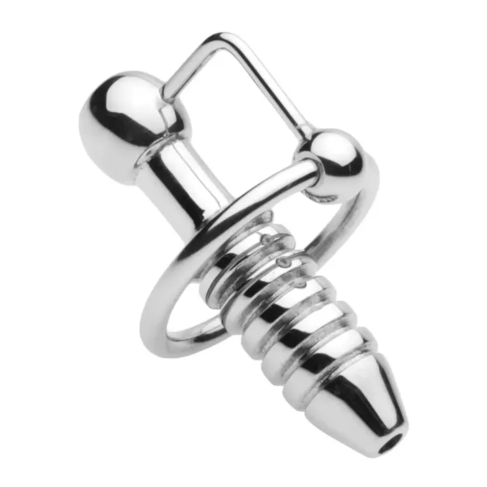 Male Sex Toys Xl Ribbed Urethral Sound With Hollow Core Master Series
