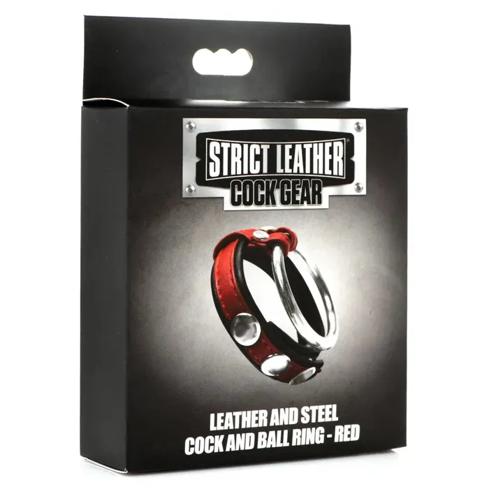 Male Sex Toys XR Brands Leather And Steel Cock And Ball Ring