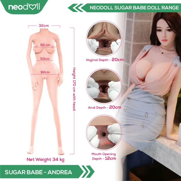 Neodoll Sugar Babe Male Sex Toys Neodoll Sugar Babe Andrea Realistic Sex Doll Gel Breast Uterus 170cm White