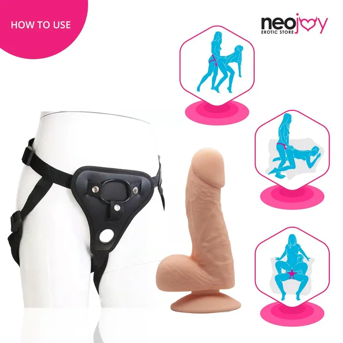 Neojoy Neojoy FillMeUp Dildo With StrapOn Dong Harness Flesh 19cm 75 inch Female Sex Toys