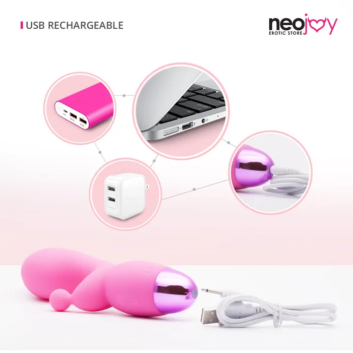 Neojoy Neojoy GClit Dual Silicone Rabbit Vibrator USB Rechargeable 10Speed Functions Pink Female Sex Toys