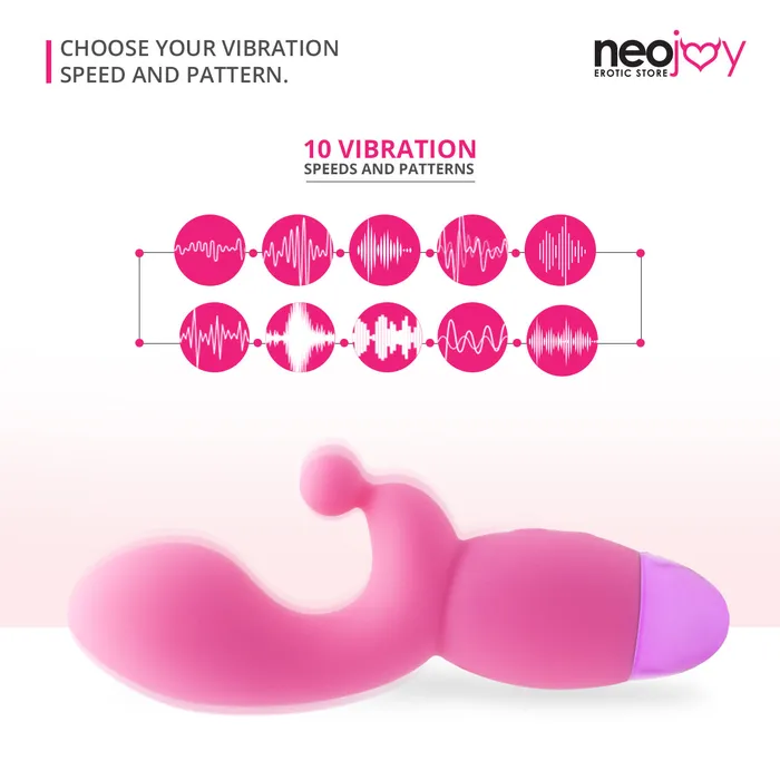 Neojoy Neojoy GClit Dual Silicone Rabbit Vibrator USB Rechargeable 10Speed Functions Pink Female Sex Toys