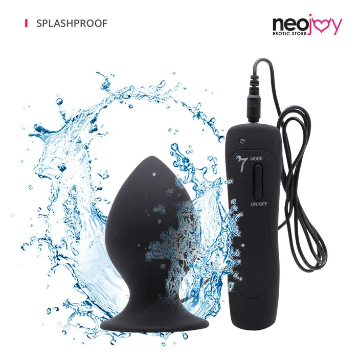 Neojoy Smooth 7Vibration Functions Silicone Butt Plug With Suction Cup Base Black Neojoy Anal