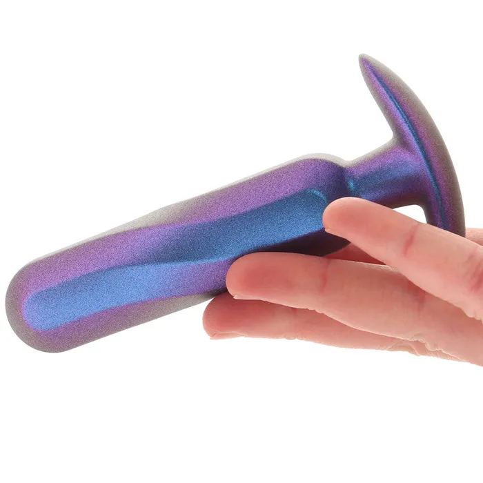 Ouch Smooth Silicone Oblong Butt Plug in Metallic Blue Ouch Anal