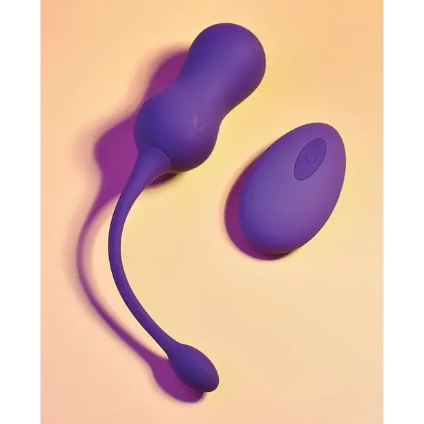 Playboy Double Time Rechargeable Remote Controlled Vibrating Silicone Dual Kegel Balls Acai evolv Female Sex Toys