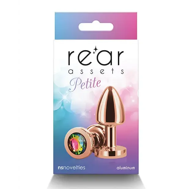 Rear Assets Petite Metal Anal Plug Rose GoldRainbow NS Novelties Anal