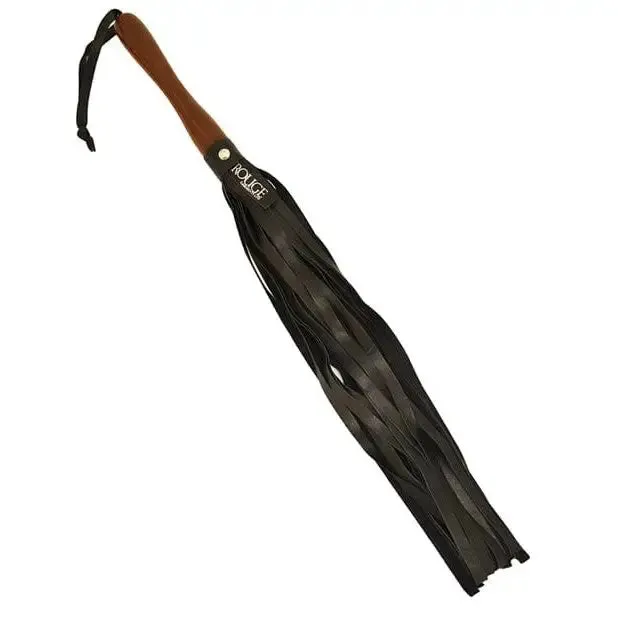 Restraints Rouge Leather Flogger Wwooden Handle Black Rouge