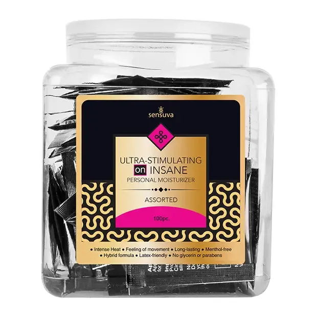 Sensuva Female Sex Toys On Insane Ultra Stimulating Personal Moisturizer Tub Asst Single Use Packet Tub Of 100 Sensuva Female Sex Toys On Insane Ultra Stimulating Personal Moisturizer Tub Asst Single Use Packet Tub Of 100