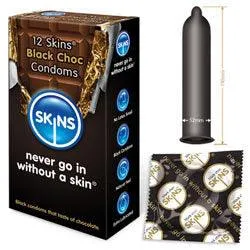 Skins Anal Skins Condoms Black Choc 12 Pack