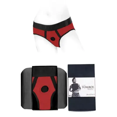 SpareParts Tomboi Nylon Briefs Harness RedBlack Size 2XL SpareParts Hardware Anal