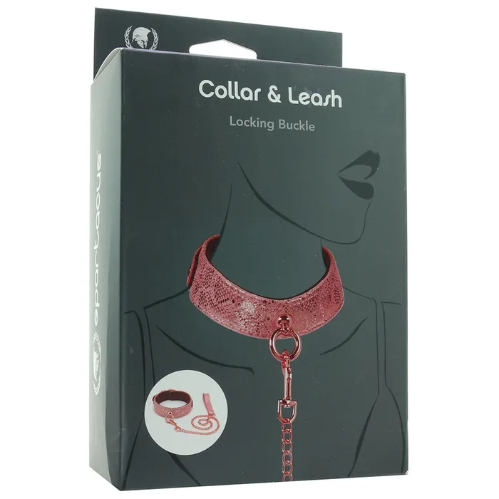 Spartacus Lockable Leather Collar and Leash in Pink Snake Print Vibrators Spartacus Lockable Leather Collar and Leash in Pink Snake Print Vibrators