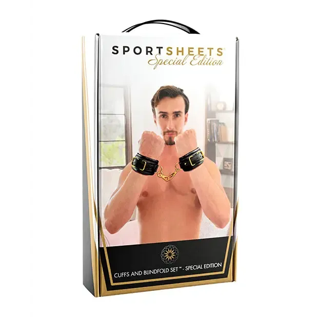 Sportsheets Special Edition Cuffs and Blindfold Set Black Sportsheets Anal