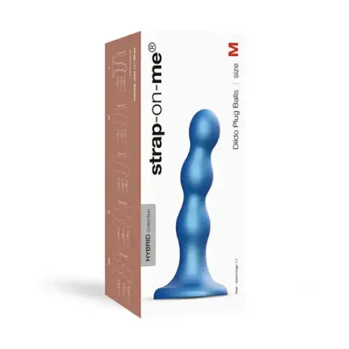StrapOnMe Hybrid Collection Silicone Dildo Plug Balls Metallic Blue M StrapOnMe Female Sex Toys StrapOnMe Hybrid Collection Silicone Dildo Plug Balls Metallic Blue M StrapOnMe Female Sex Toys