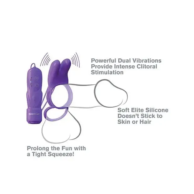 Vibrators Fantasy Lingerie Fantasy Cringz Twin Teazer Rabbit Ring Purple