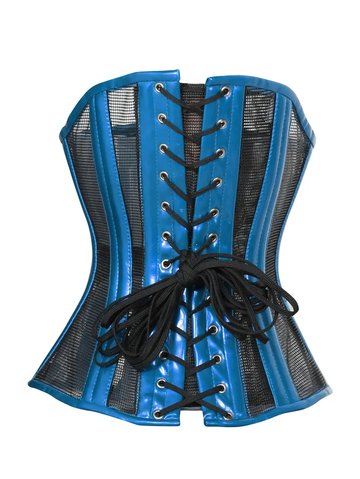 Vibrators HonourSkintwocom Blue PVC Mesh Underbust Corset