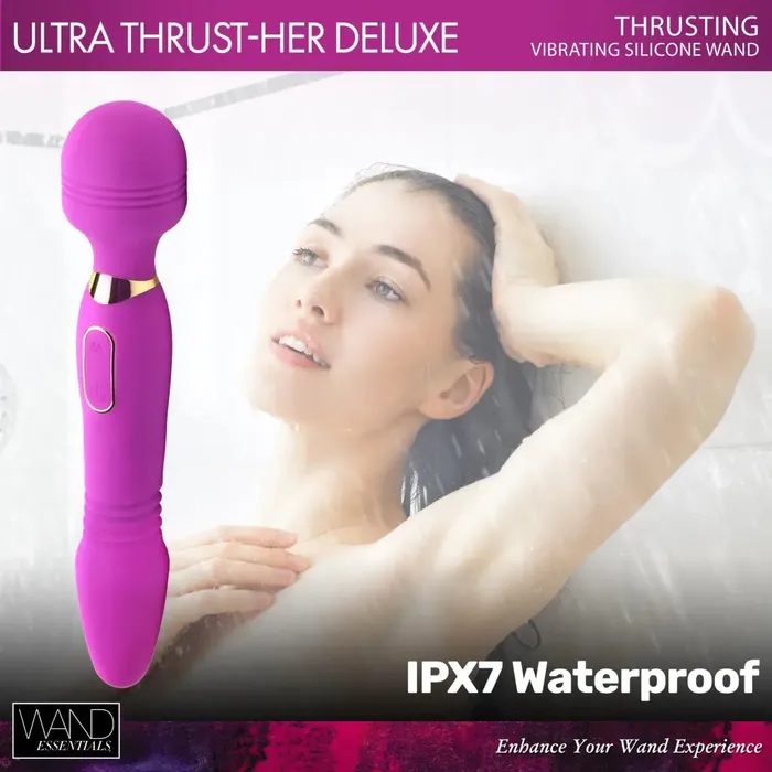 Vibrators Ultra Thrusther Deluxe Thrusting And Vibrating Silicone Wand Wand Essentials