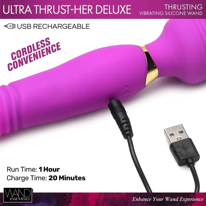 Vibrators Ultra Thrusther Deluxe Thrusting And Vibrating Silicone Wand Wand Essentials