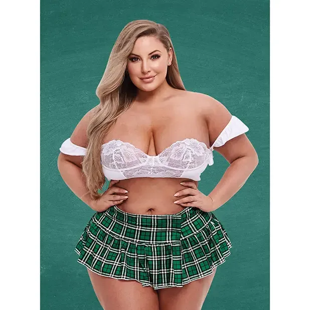 Vibrators XGEN Products Teachers Pet Schoolgirl Bustier Skirt Greenwhite