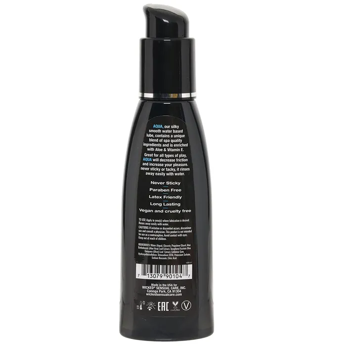 Wicked Sensual Care Vibrators Aqua Fragrance Free Water Based Lube 4oz120ml