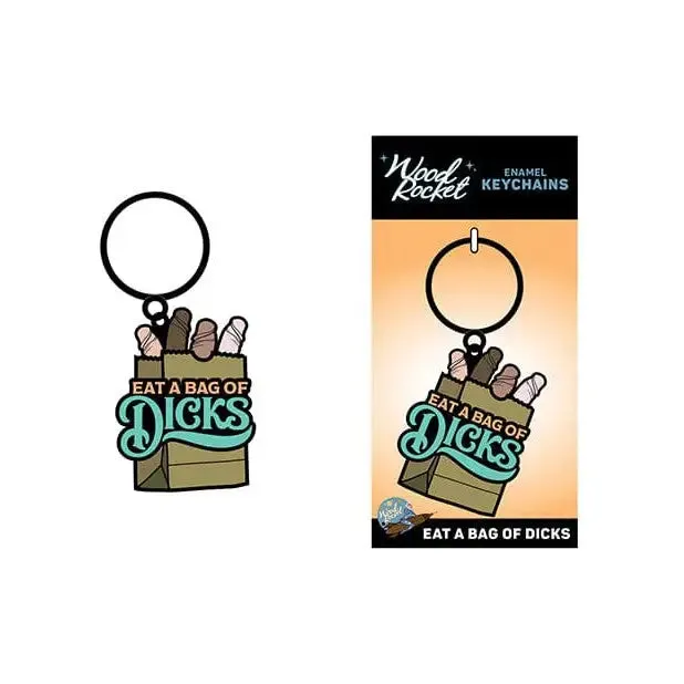 WoodRocket Anal Wood Rocket Eat A Bag Of Dicks Keychain Tan