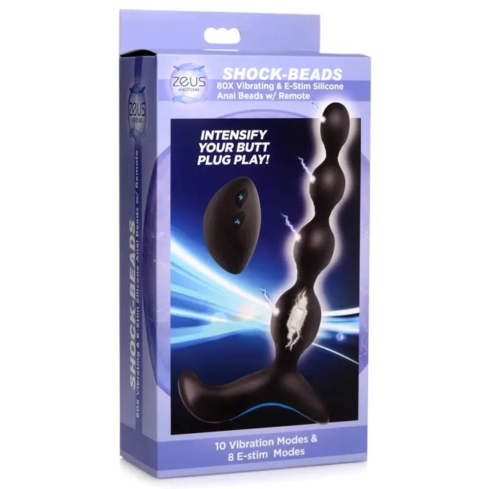Zeus Electrosex Male Sex Toys Shockbeads 80x Vibrating Estim Silicone Anal Beads With Remote