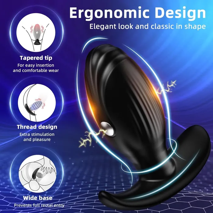 Amovibe Male Sex Toys Electrical Stimulation Butt Plug with Vibration