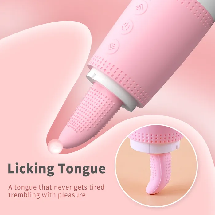 Amovibe Wand Vibrator with Licking Tongue Vibrating Head Female Sex Toys