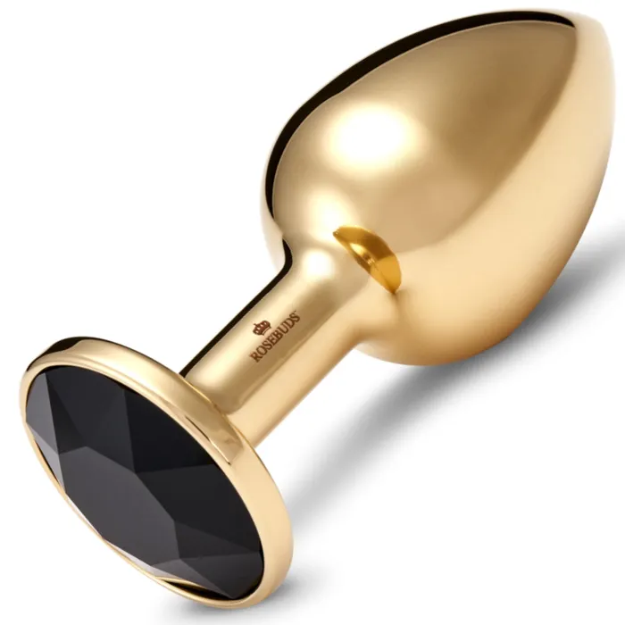 Anal Rosebuds Stainless Steel Gold Butt Plug Medium Jet Rosebuds