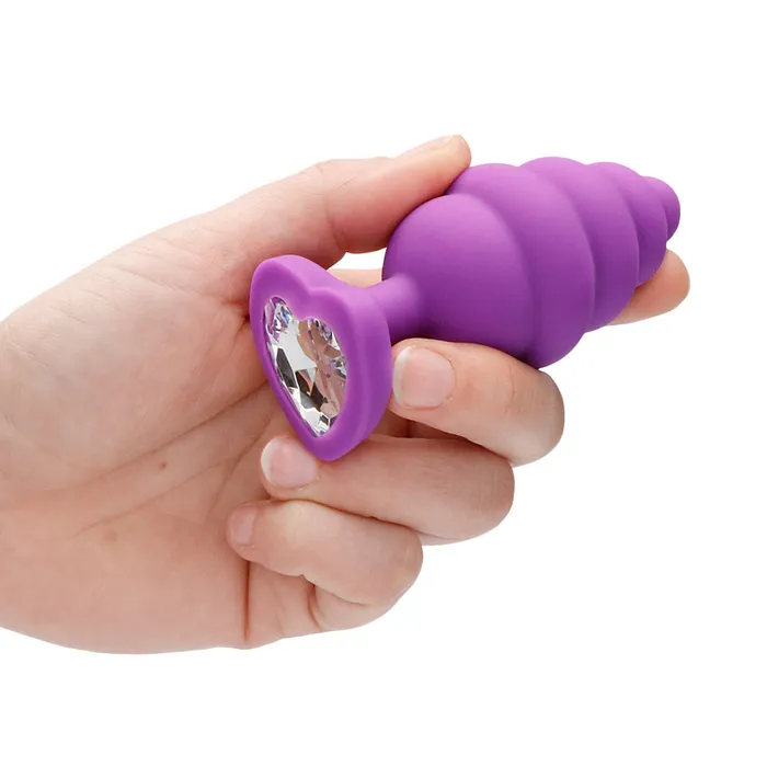 Anal Shots Toys Shots Ouch Ribbed Diamond Heart Plug Extra Large Purple