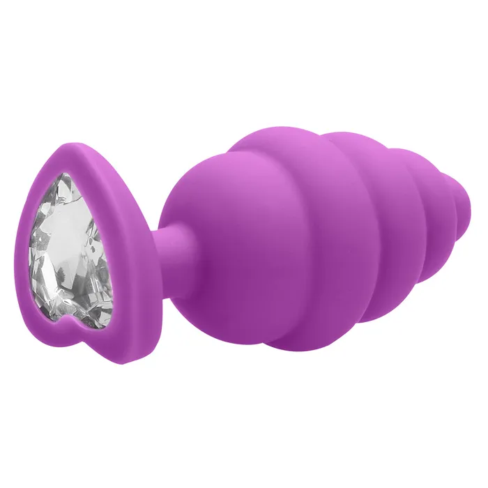 Anal Shots Toys Shots Ouch Ribbed Diamond Heart Plug Extra Large Purple