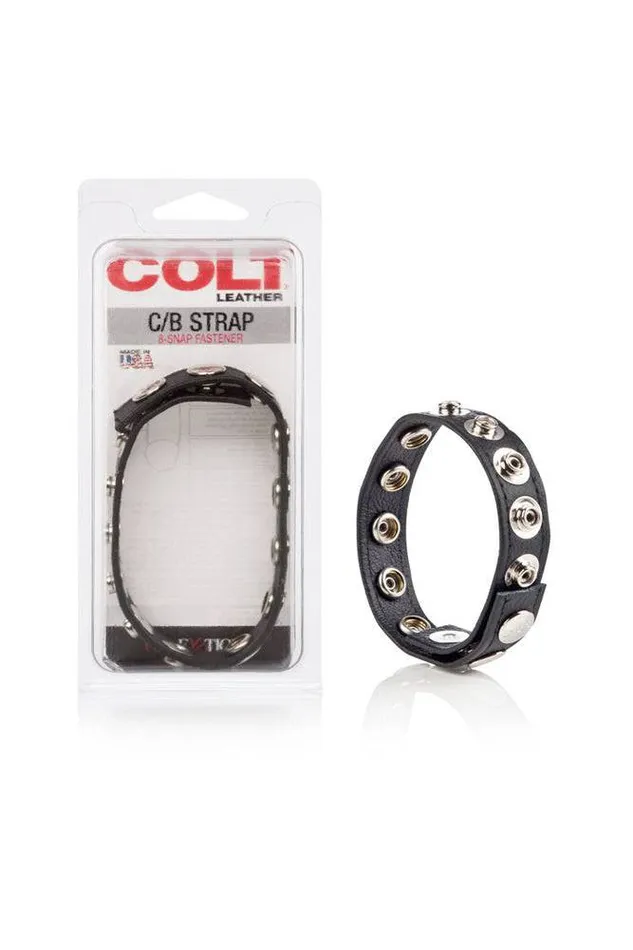 Cal Exotics Colt Adjustable 8 Snap Leather CockBall Strap Cal Exotics Male Sex Toys