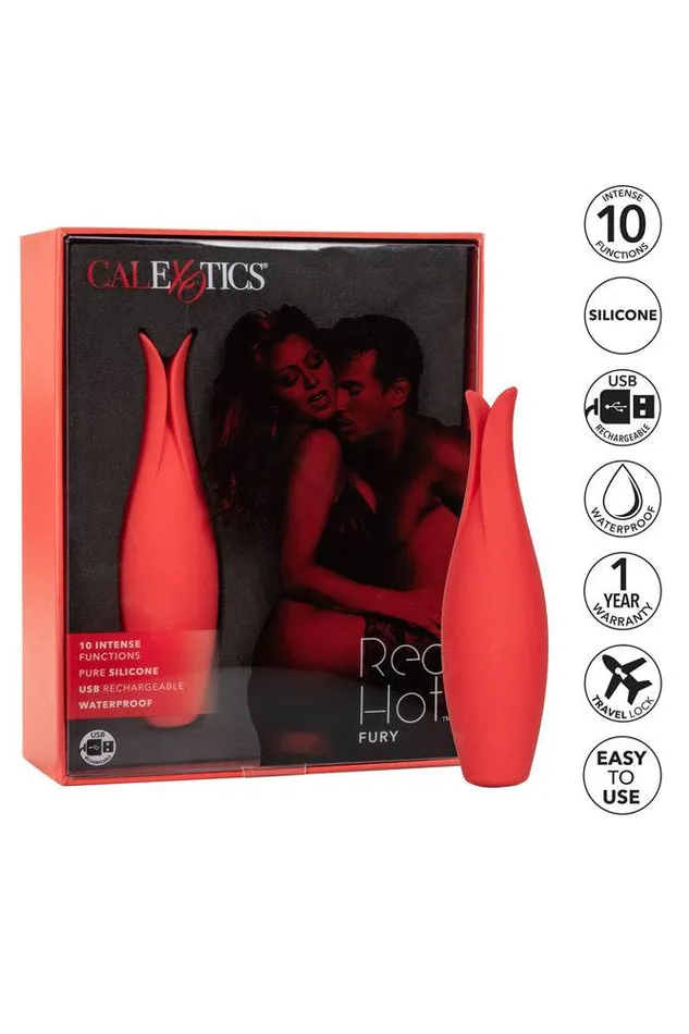 Cal Exotics Vibrators Cal Exotics Red Hot Fury Fluttering Tip Vibrator Red