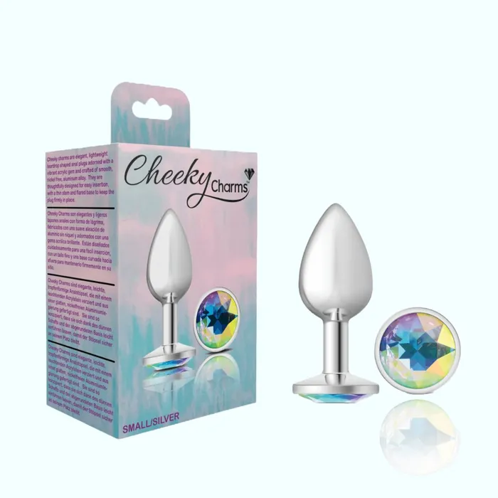 Cheeky Charms Anal Cheeky Charms Silver Small Metal Butt Plug RoundShaped Clear Cheeky Charms Anal Cheeky Charms Silver Small Metal Butt Plug RoundShaped Clear