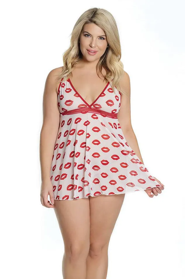 Coquette 2574X Babydoll Thong Set RedWhite OSXL Coquette Anal