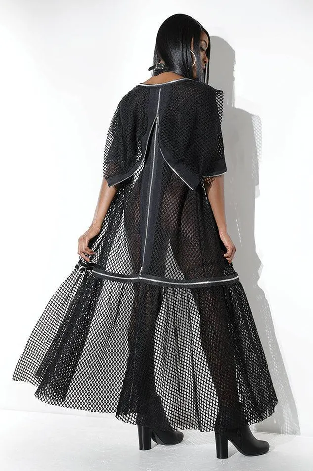 Coquette Anal Coquette D9379 Fishnet Hooded Robe Black OS