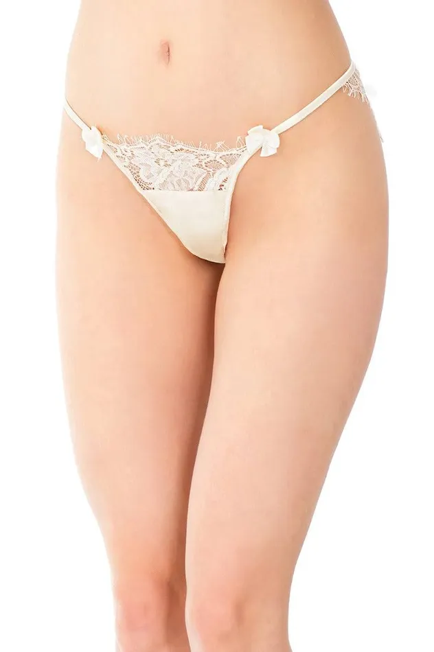 Coquette Female Sex Toys Coquette 7009 Satin Lace Panty Ivory