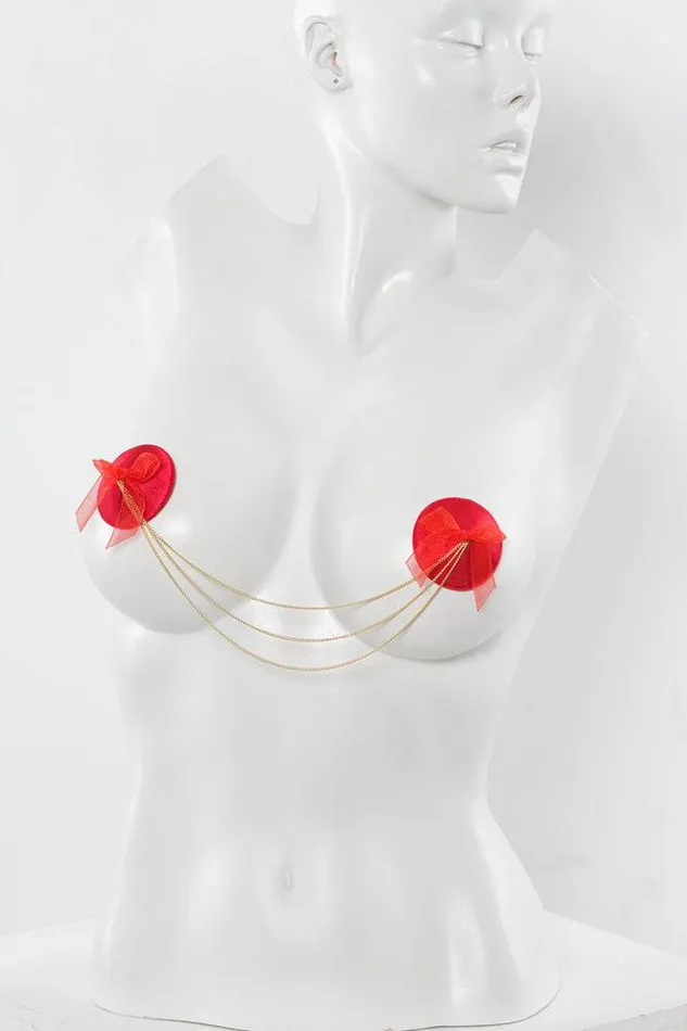Coquette Vibrators Coquette 20328 Pasties with Chain RedGold