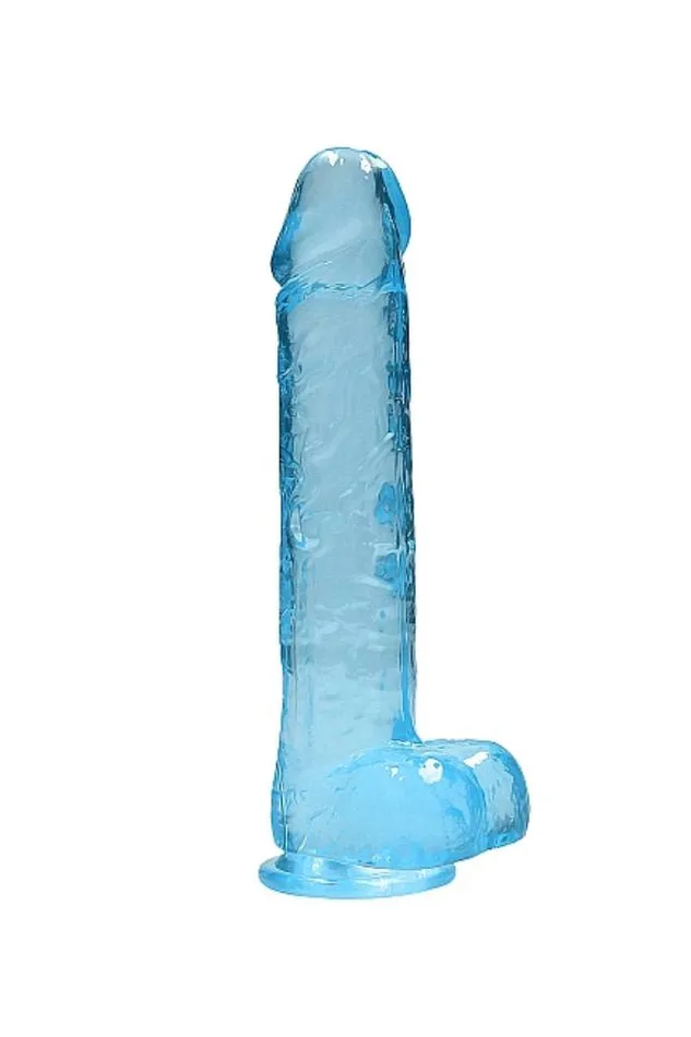Dildos Shots Toys Shots Toys RealRock 9 Crystal Clear Dildo Blue