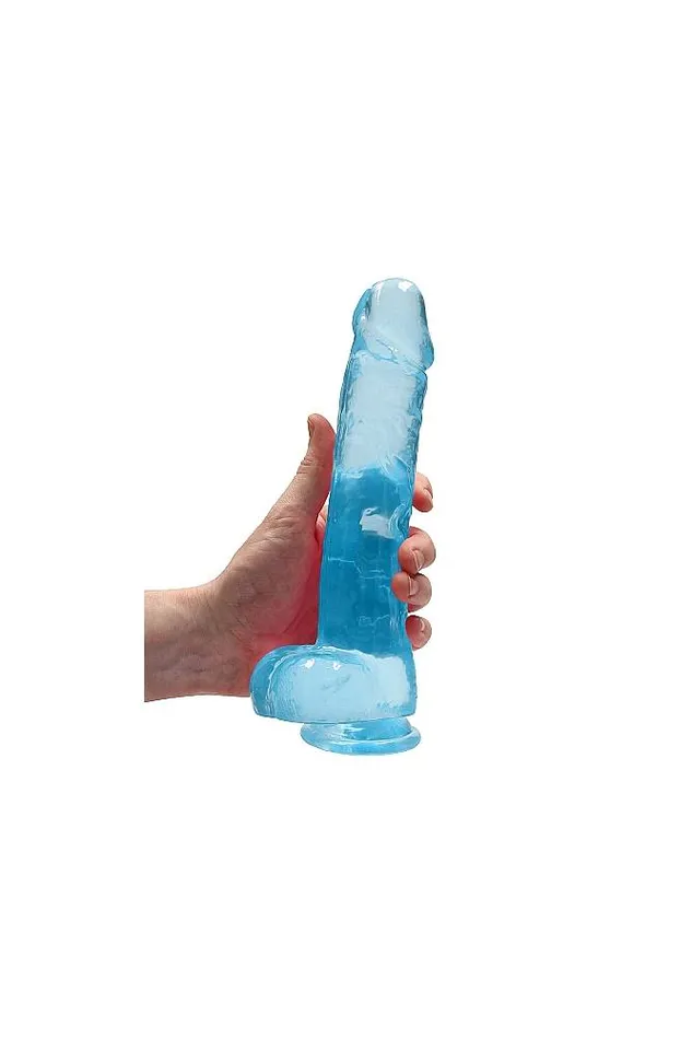Dildos Shots Toys Shots Toys RealRock 9 Crystal Clear Dildo Blue