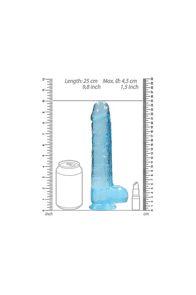 Dildos Shots Toys Shots Toys RealRock 9 Crystal Clear Dildo Blue
