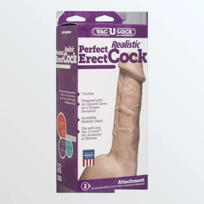 Doc Johnson Dildos VacULock Perfect Erect Realistic 7 Cock for Harnesses